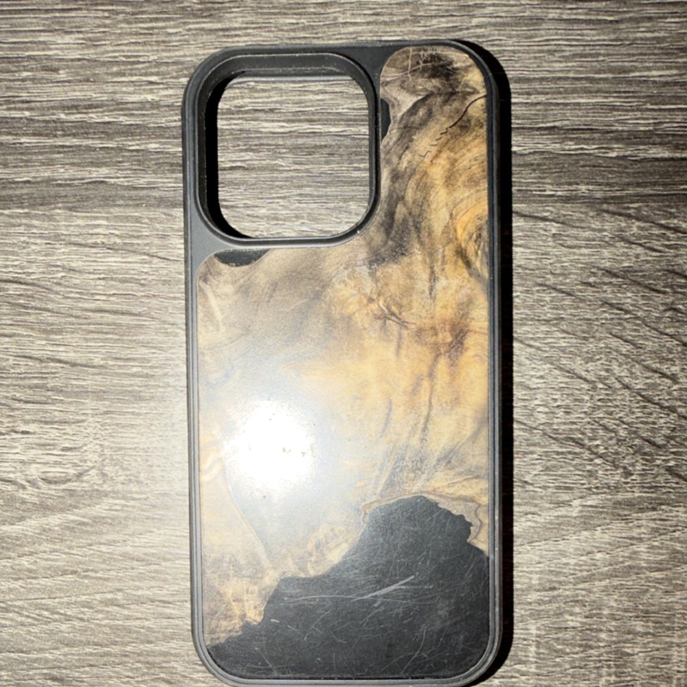 Apple iPhone 16 Case Wireless Charging Black Brown CARVED Magnetic Matte Back